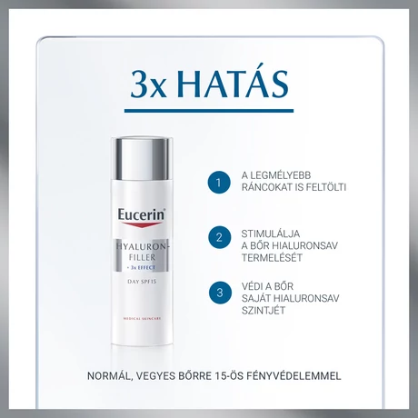 EUCERIN HYALURON-FILLER NAPPALI KRÉM NORMÁL, VEGYES BŐRRE PUMPÁS 50ML
