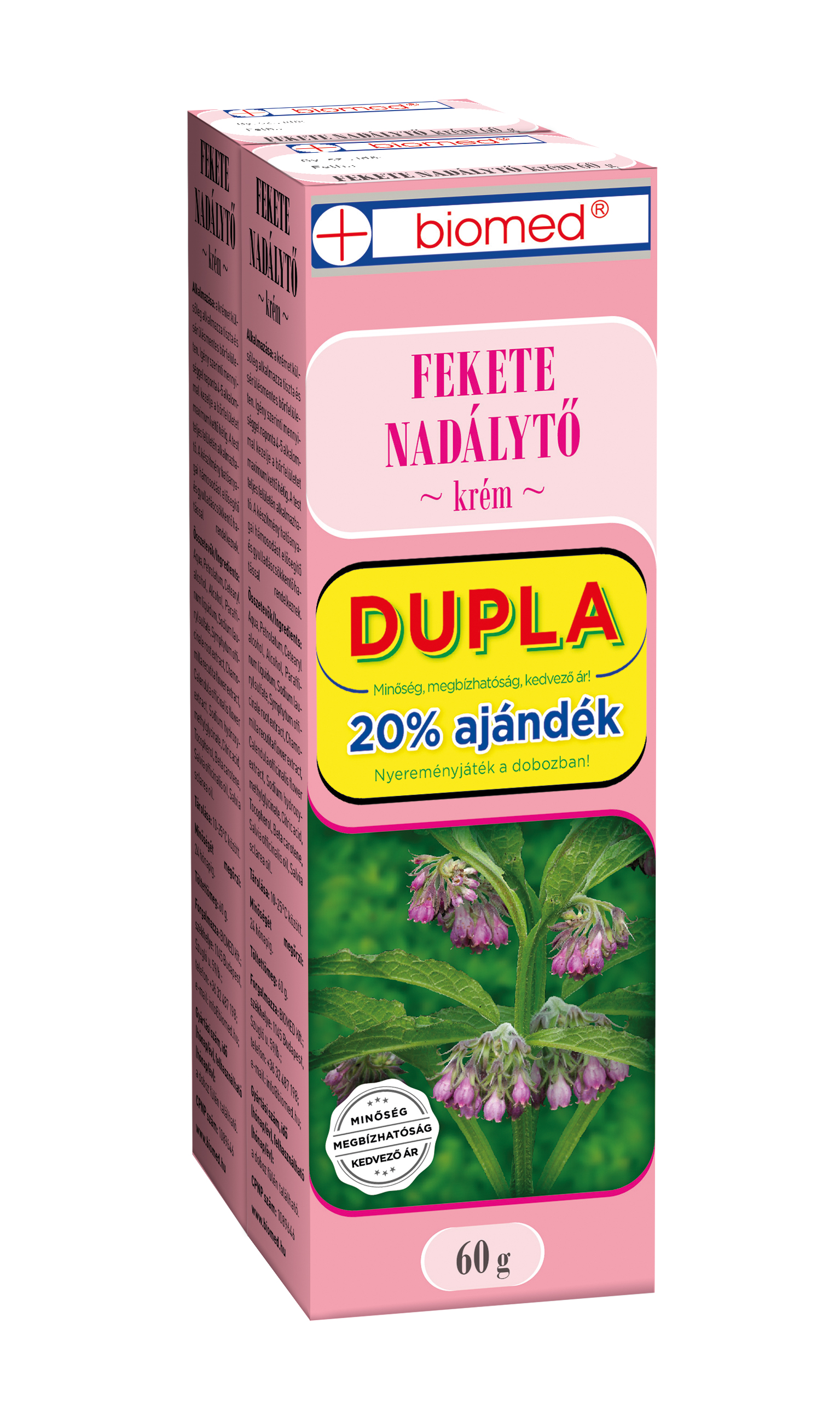 BIOMED FEKETE NADÁLYTŐ KRÉM DUPLA 2X60G