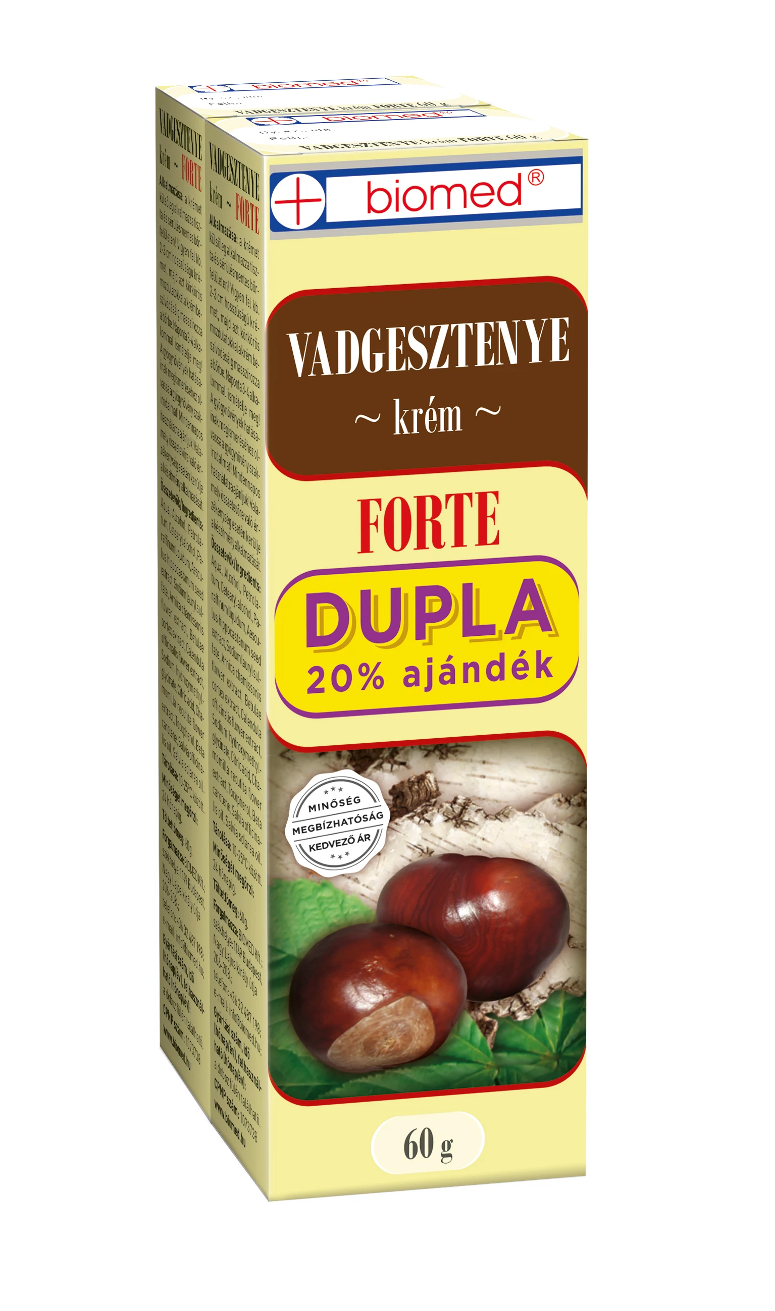 BIOMED VADGESZTENYE FORTE KRÉM  DUPLA 2X60G 
